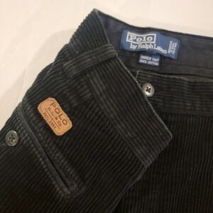 Polo Ralph Lauren Pants 38x32 Black Corduroy Andrew Pants Cotton Preppy
